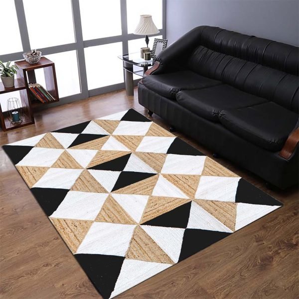 Hand Braided Geometric Black Jute Area Rug - Image 2