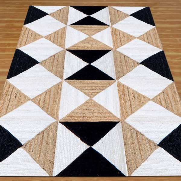 Hand Braided Geometric Black Jute Area Rug - Image 3