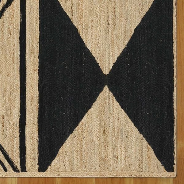 Beige & Black Hand Braided Jute Area Rug - Image 4
