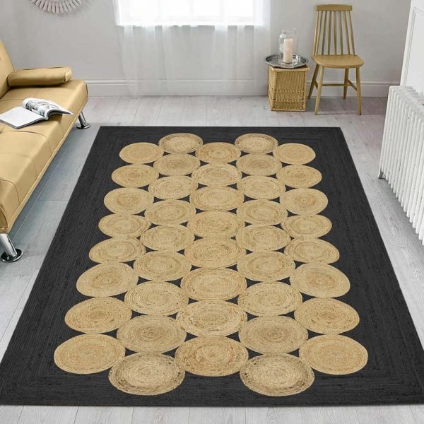 Handmade Geometric Beige Jute Area Rugs - Image 2