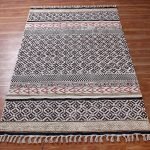 Handmade Cotton Black Block Printed Rug