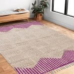 Cotton Geometric Pink Handmade Living Room Rug