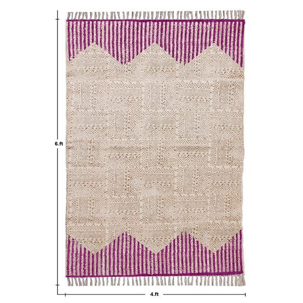 Cotton Geometric Pink Handmade Living Room Rug - Image 6