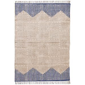 Handmade Geometric Cotton Blue Area Rug