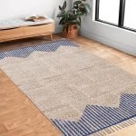 Handmade Geometric Cotton Blue Area Rug