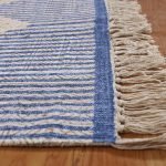 Handmade Geometric Cotton Blue Area Rug