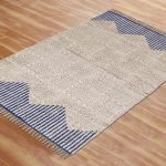 Handmade Geometric Cotton Blue Area Rug