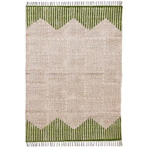 Cotton Hand Block Printed Green Area Rug