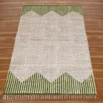 Cotton Hand Block Printed Green Area Rug