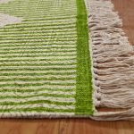Cotton Hand Block Printed Green Area Rug