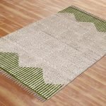 Cotton Hand Block Printed Green Area Rug