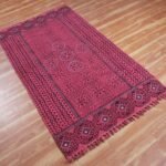 Handmade Cotton Red Geometric Home Decor Rug
