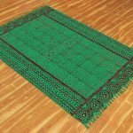 Green Hand Block Printed Cotton Rug