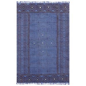Cotton Blue Handmade Block Printed Rug