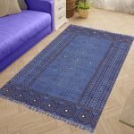 Cotton Blue Handmade Block Printed Rug