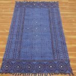 Cotton Blue Handmade Block Printed Rug