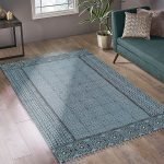 Cotton Handmade Geometric Grey Rug