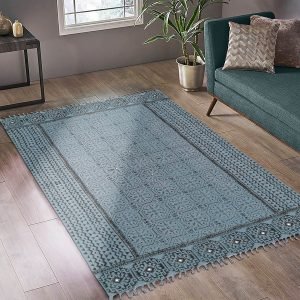 Cotton Handmade Geometric Grey Rug