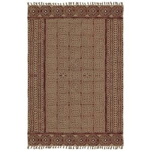 Cotton Geometric Brown Handmade Rug