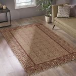 Cotton Geometric Brown Handmade Rug
