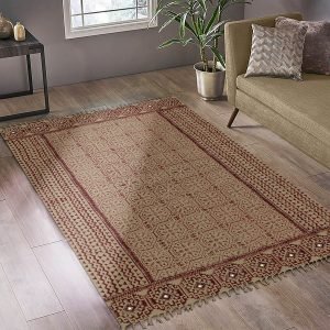 Cotton Geometric Brown Handmade Rug