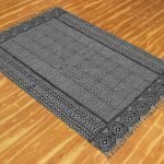 Hand Block Printed Geometric Grey Cotton Rug