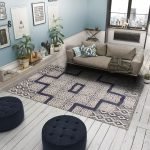 Geometric Cotton Blue Hand Block Printed Rug