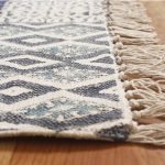 Geometric Cotton Blue Hand Block Printed Rug