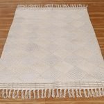 Beige Hand Block Printed Living Area Rug