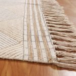 Beige Hand Block Printed Living Area Rug