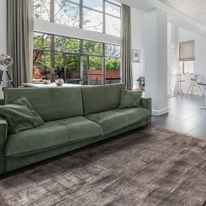 Natural Cotton Grey Block Printed Carpet