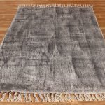 Natural Cotton Grey Block Printed Carpet