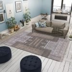 Cotton Hand Block Printed Black Grey Rug