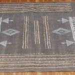 Cotton Hand Block Printed Black Grey Rug