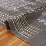 Cotton Hand Block Printed Black Grey Rug