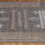 Cotton Hand Block Printed Black Grey Rug