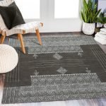 Handmade Cotton Grey Black Living Room Carpet