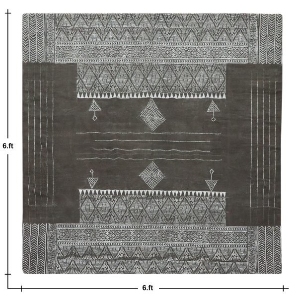 Handmade Cotton Grey Black Living Room Carpet - Image 8