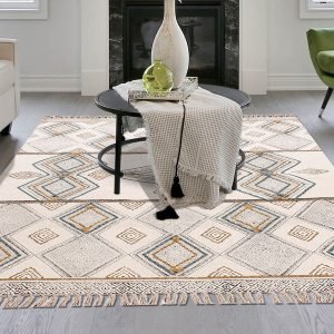 Geometric Cotton Hand Block Printed Area Rug