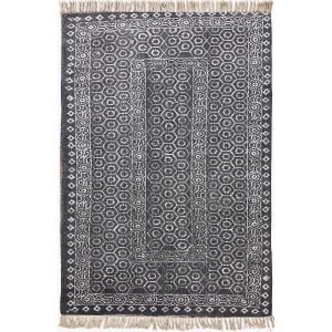Handmade Cotton Blue Block Printed Rug