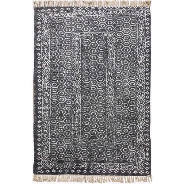 Handmade Cotton Blue Block Printed Rug