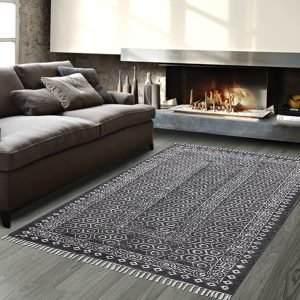 Handmade Cotton Blue Block Printed Rug
