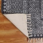 Handmade Cotton Blue Block Printed Rug