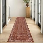 Brown Cotton Hand Block Printed Outdoor Rug