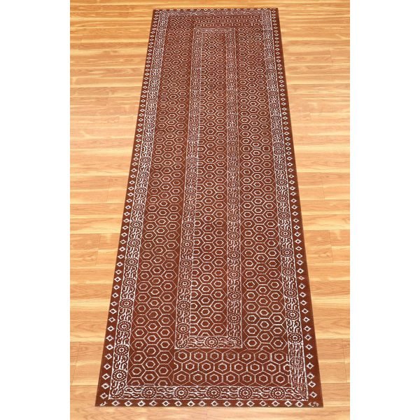 Brown Cotton Hand Block Printed Outdoor Rug - Image 3