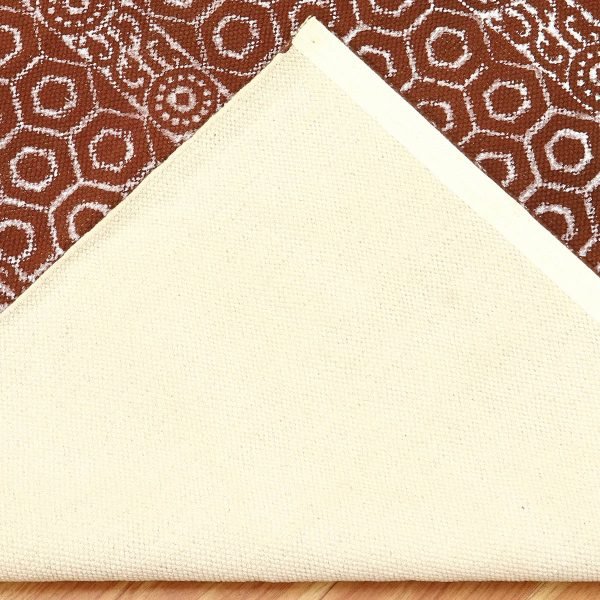 Brown Cotton Hand Block Printed Outdoor Rug - Image 4