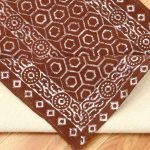 Brown Cotton Hand Block Printed Outdoor Rug