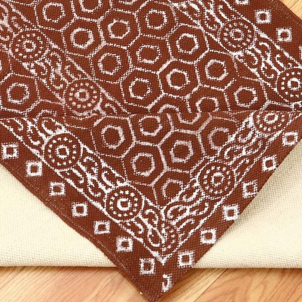 Brown Cotton Hand Block Printed Outdoor Rug - Image 5