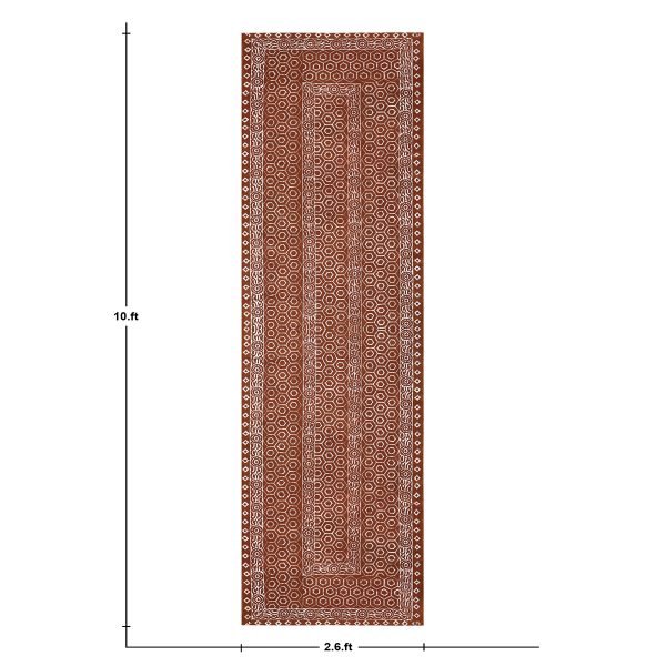 Brown Cotton Hand Block Printed Outdoor Rug - Image 8