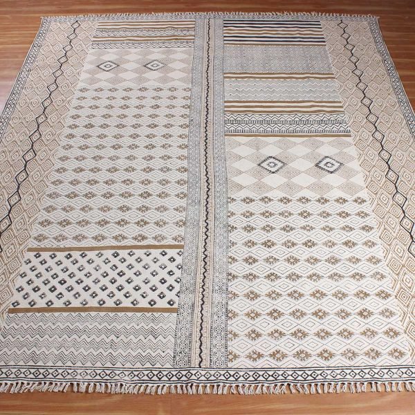 Handmade Cotton Rug Block Printed Area Rug - Image 3